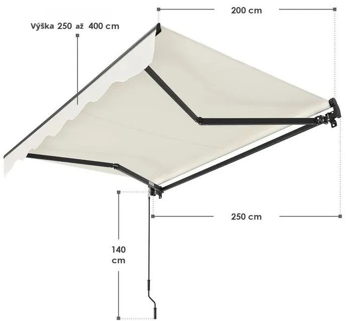 Juskys Napellenző 250 cm - krém