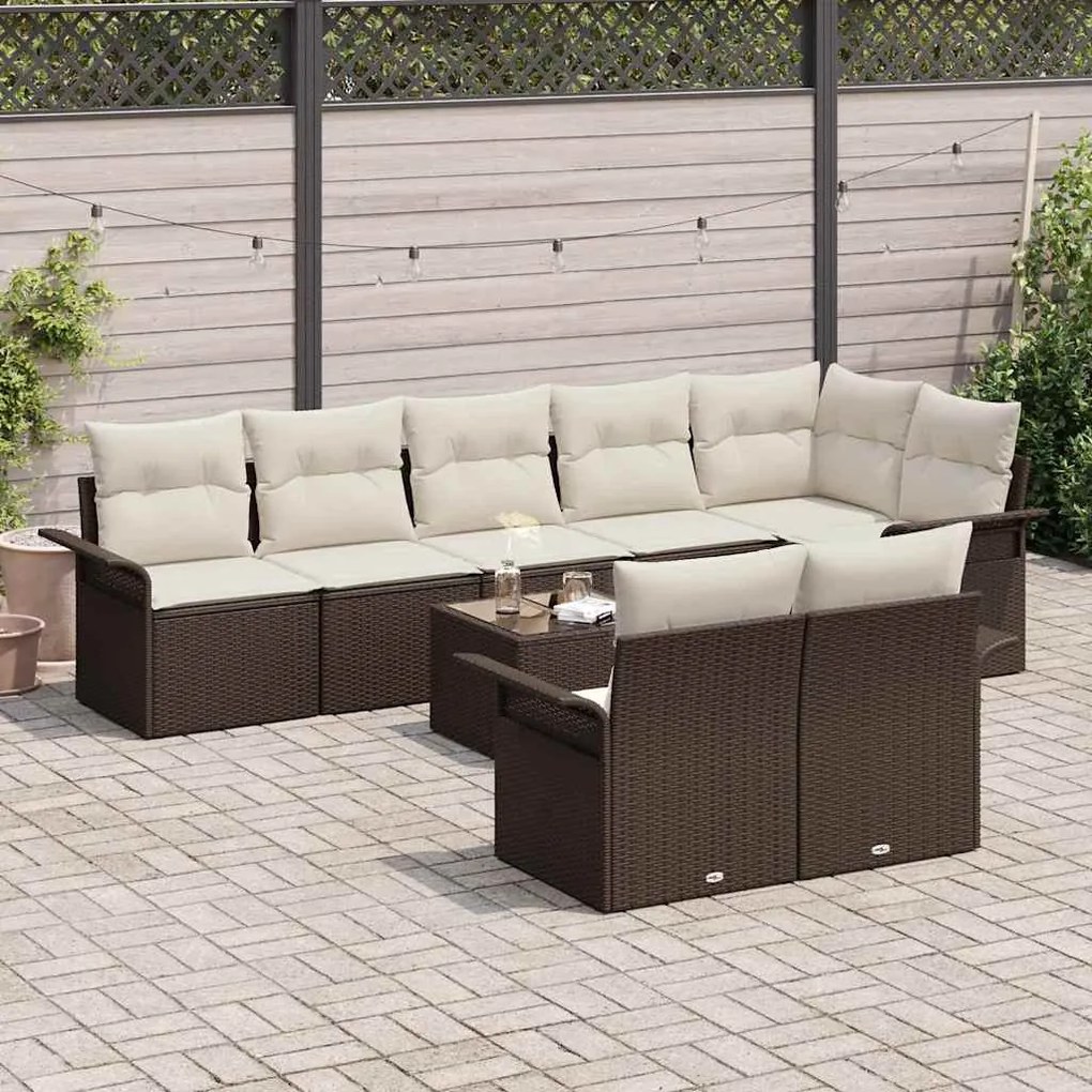 Kerti Kanapé Szett párnával tárolóval 9 pcs Barna Poli rattan