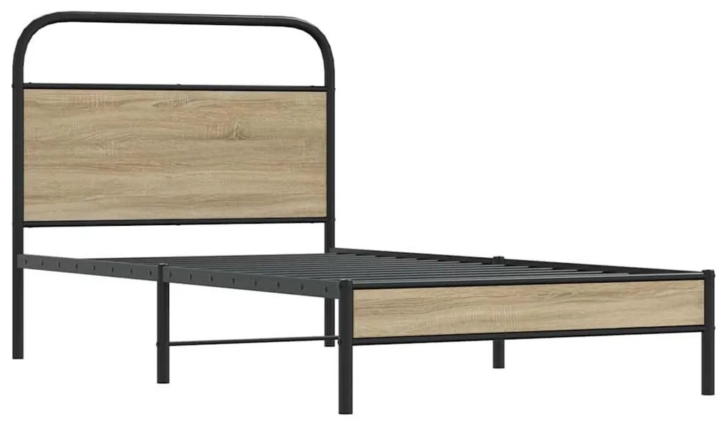 ágykeret matrac nélkül 107x203 cm füstölt tölgy fűrészelt fa