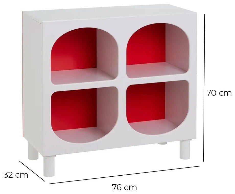 Piros-fehér könyvespolc 76x70 cm – Casa Selección