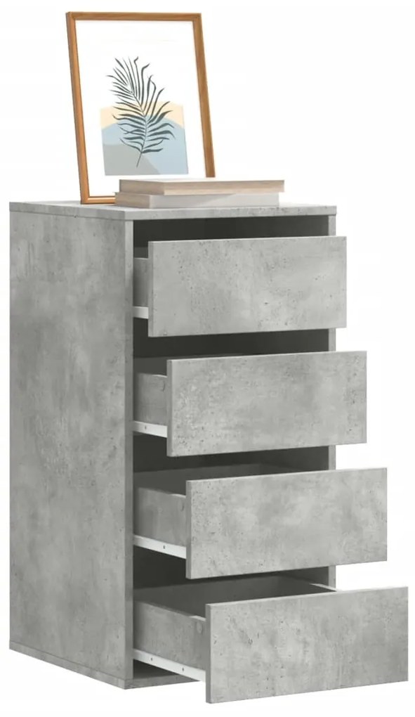 betonszürke szerelt fa fiókos sarokszekrény 40 x 41 x 76 cm