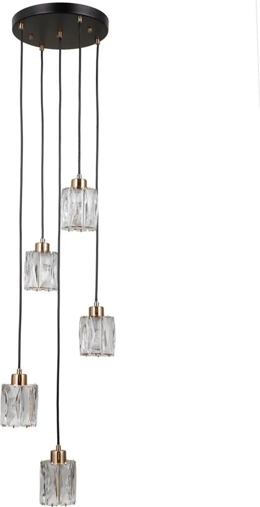 Italux modern függeszték torno matt fekete átlátszó arany itxpnd-40813-5rbkhbr