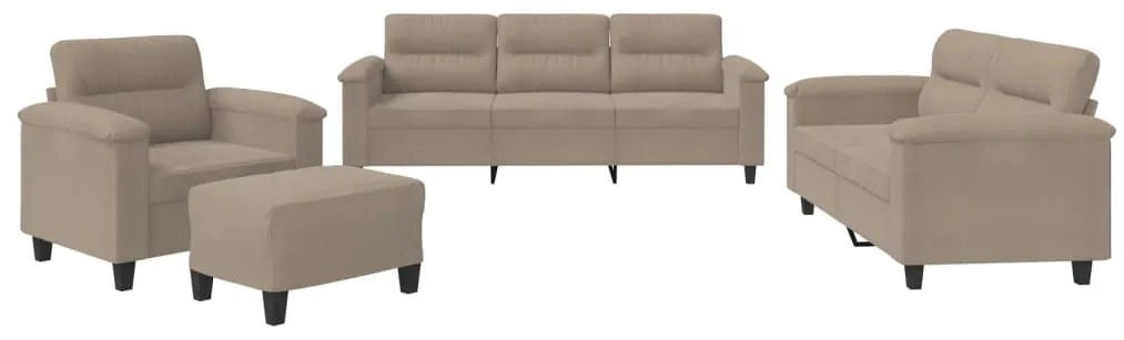 vidaXL 4 részes tópszínű mikroszálas szövet ülőgarnitúra párnákkal