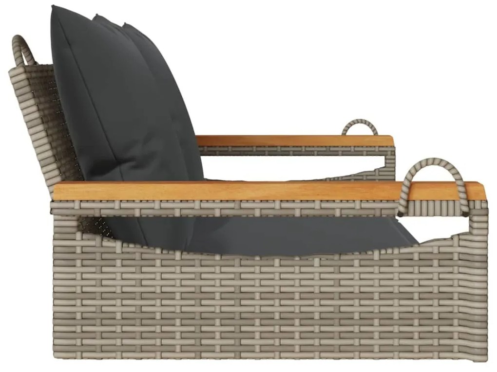 szürke polyrattan hintapad párnákkal 109 x 62 x 40 cm