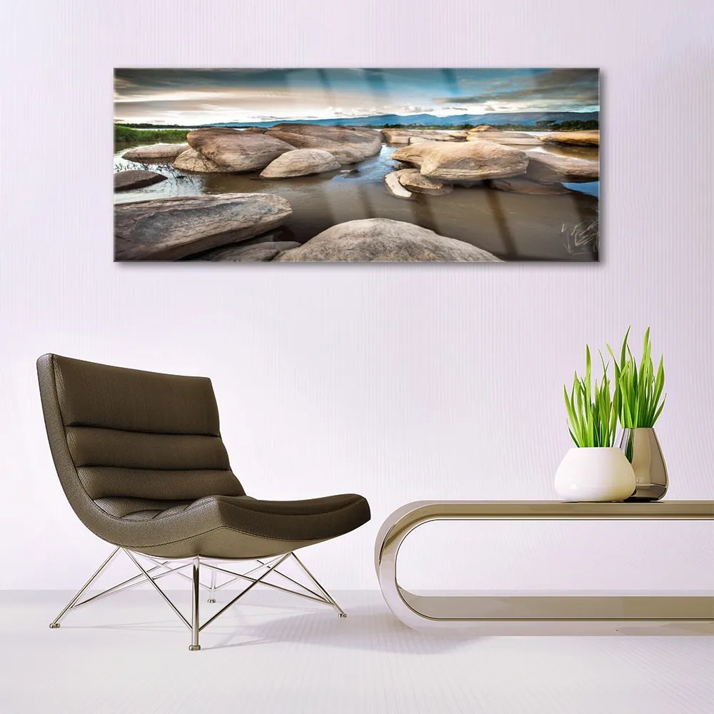 Üvegkép falra szikla táj 100x50 cm