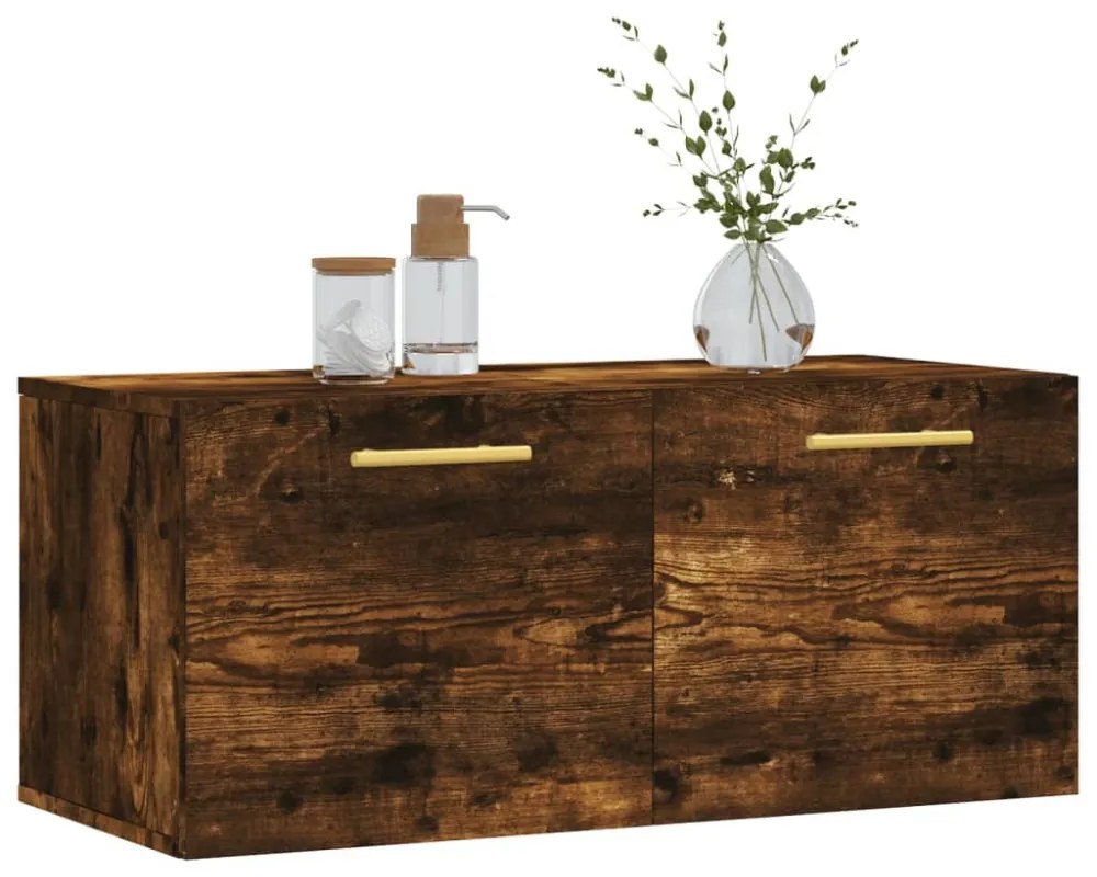 füstös tölgy színű szerelt fa faliszekrény 80 x 36,5 x 35 cm