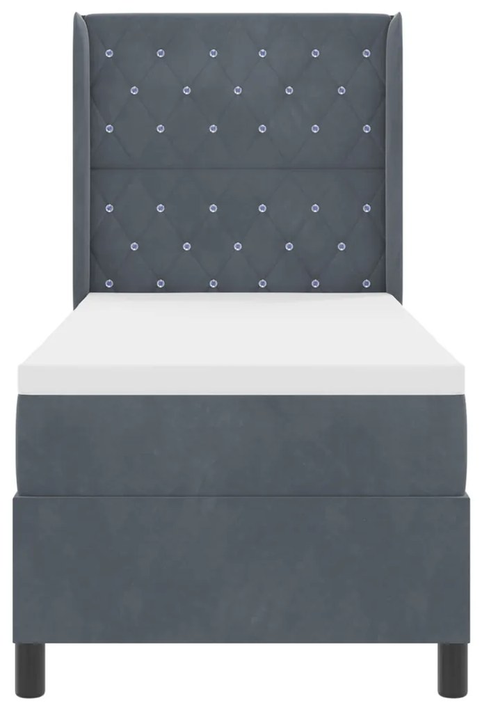Boxspring ágy matraccal és LED, sötétszürke, 80x200 cm, bársony