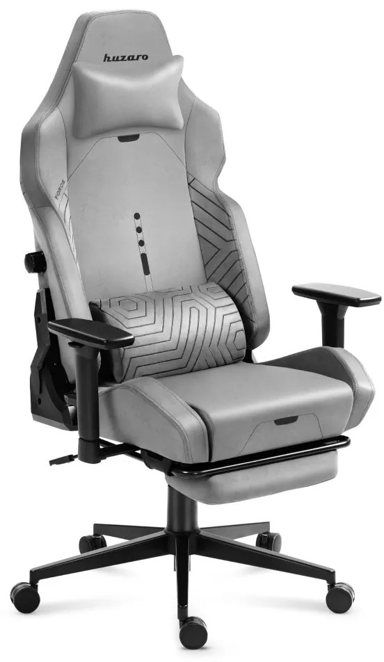 Gamer szék, lábtartóval prémium Grey Noir