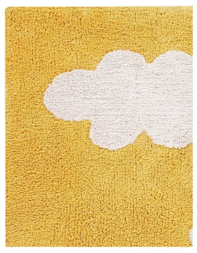 Mustársárga mosható kézi szövésű pamut gyerek szőnyeg 120x160 cm Clouds Mustard – Lorena Canals