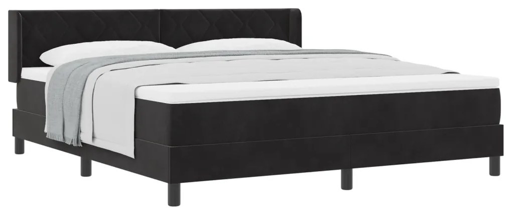 Boxspring Ágy MATRAC-kal Fekete 180x200 cm Bársony