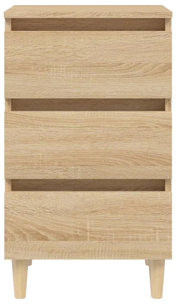 Tölgyszínű éjjeliszekrény tömör fa lábakkal 40 x 35 x 69 cm