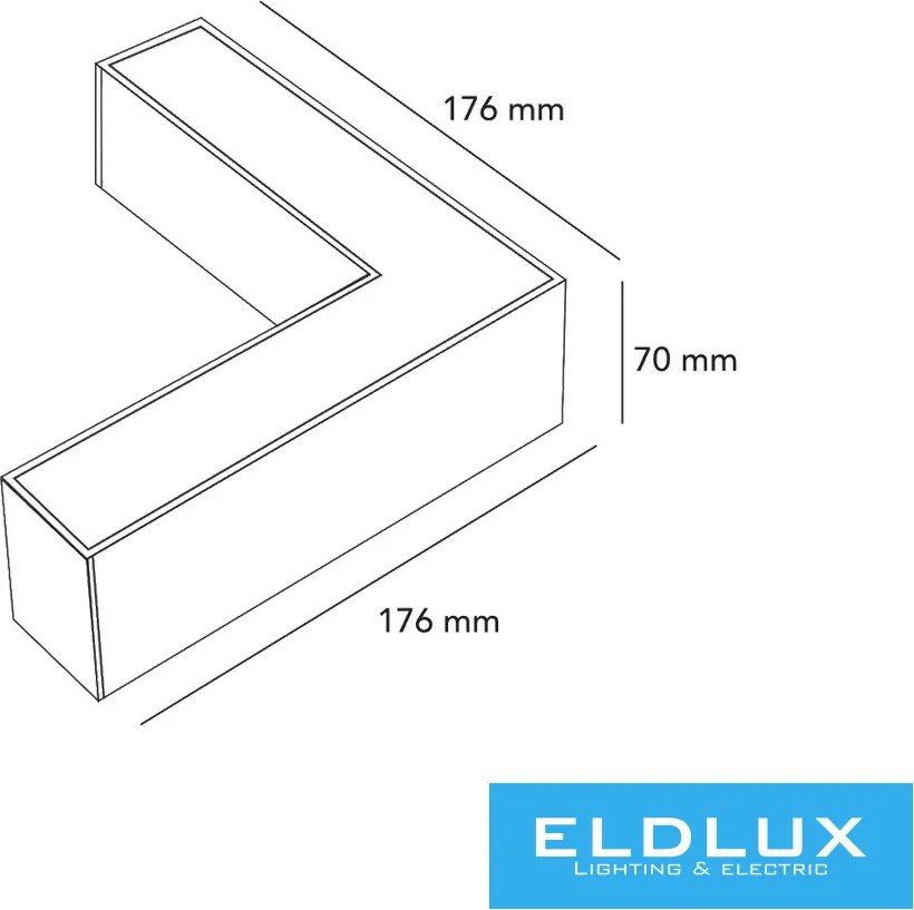 UNIVERSO LL57-lámpához L-alakú toltóelem 12w 1560lm 4000k-6500k kapcs. IP20 Fekete 176x176x70mm 5év