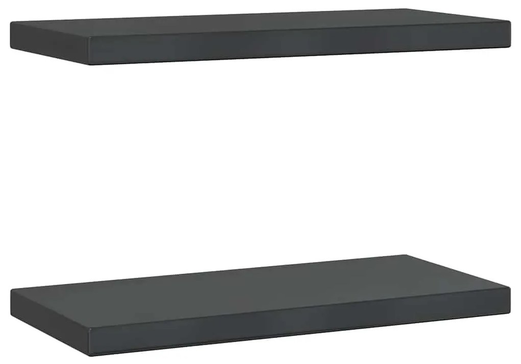 2 db fekete rozsdamentes acél fali polc 50 x 23,5 x 3 cm
