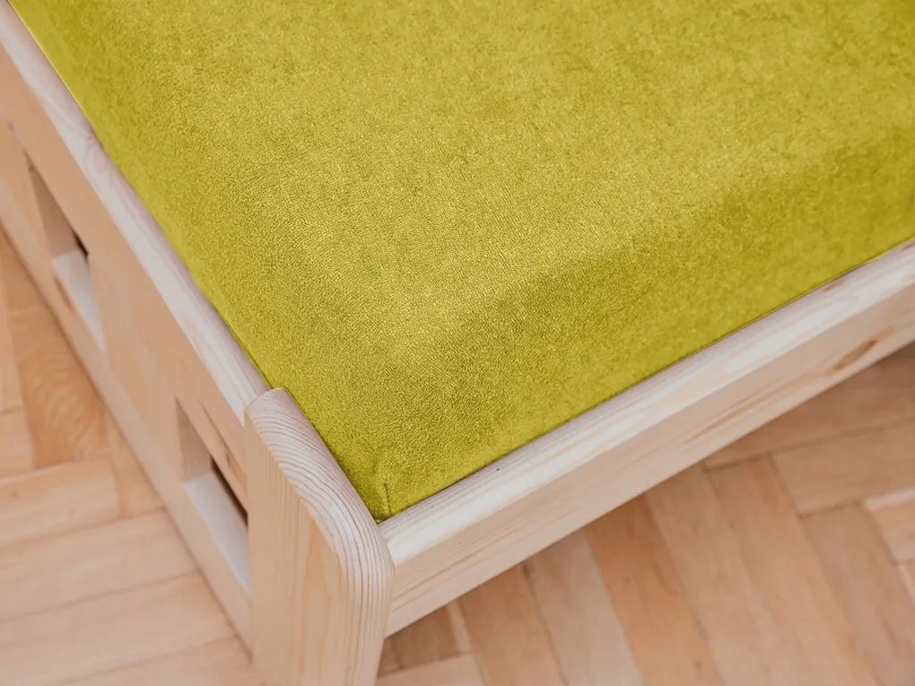 Frottír lepedő kiságyba sárga 60x120 cm