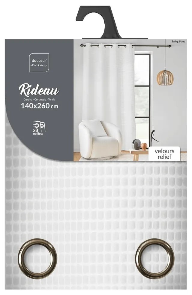 Fehér bársony függöny 140x260 cm Swing – douceur d'intérieur
