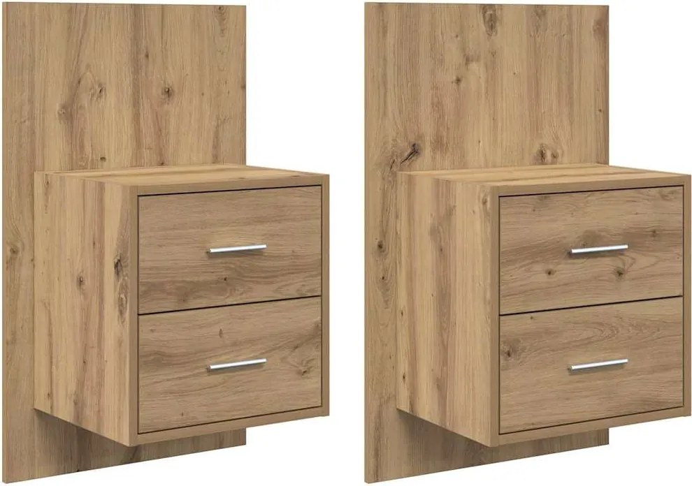 vidaXL Fali éjjeli szekrény 2 pcs Artisan tölgy 48,5 x 32,5 x 80 cm