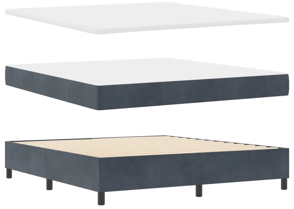 Boxspring Ágy Mattal Sötétszürke 180x200 cm Bársony