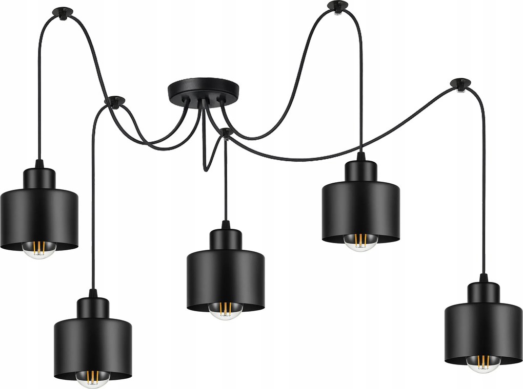 Mennyezeti Függő Lámpa Csillár Plafon Led Fekete Modern E27 Nappali