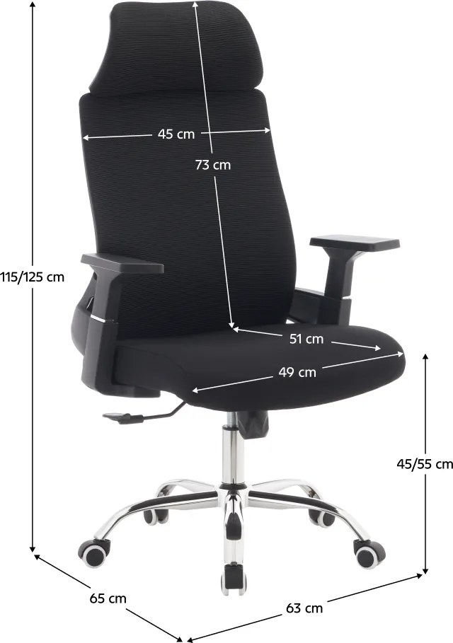 Irodai szék, fekete/króm, teherbírás 150 kg, HOLGER