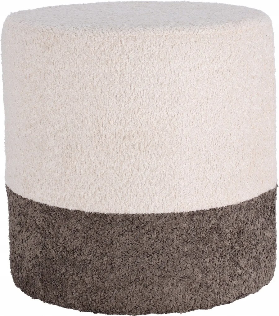 Puff Kerek Kárpitozott Boucle Lábtartó Bézs Ülőfelület 35 X 34 CM