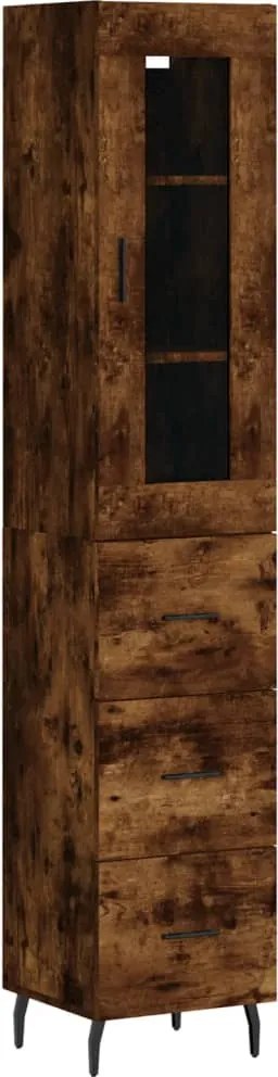 vidaXL füstös tölgy színű szerelt fa magasszekrény 34,5x34x180 cm