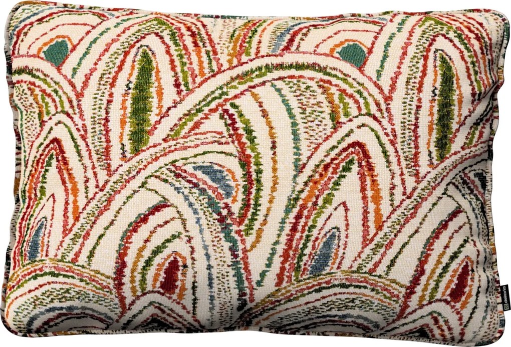 Párnahuzat 60x40 piros-zöld csíkos, krémszínű alapon