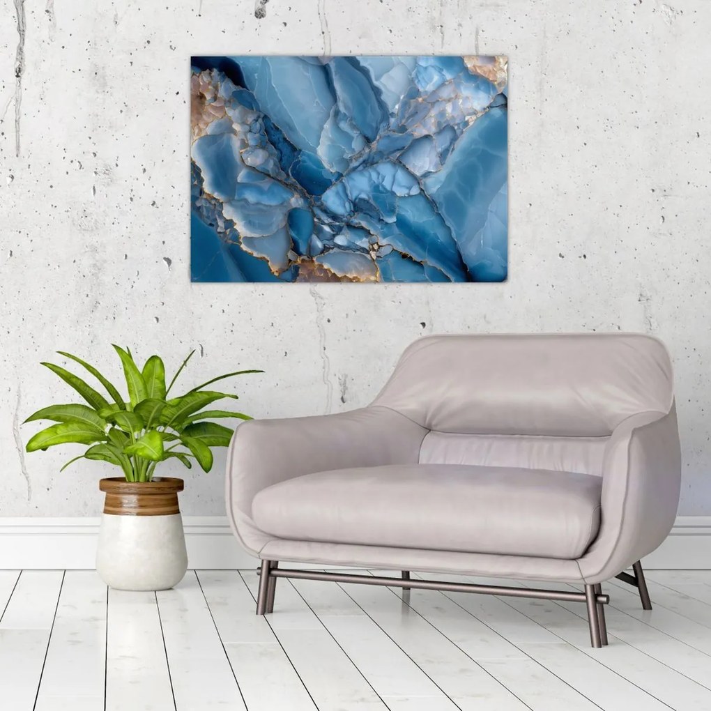 Üveg kép - Kék tagolt márvány (70x50 cm)