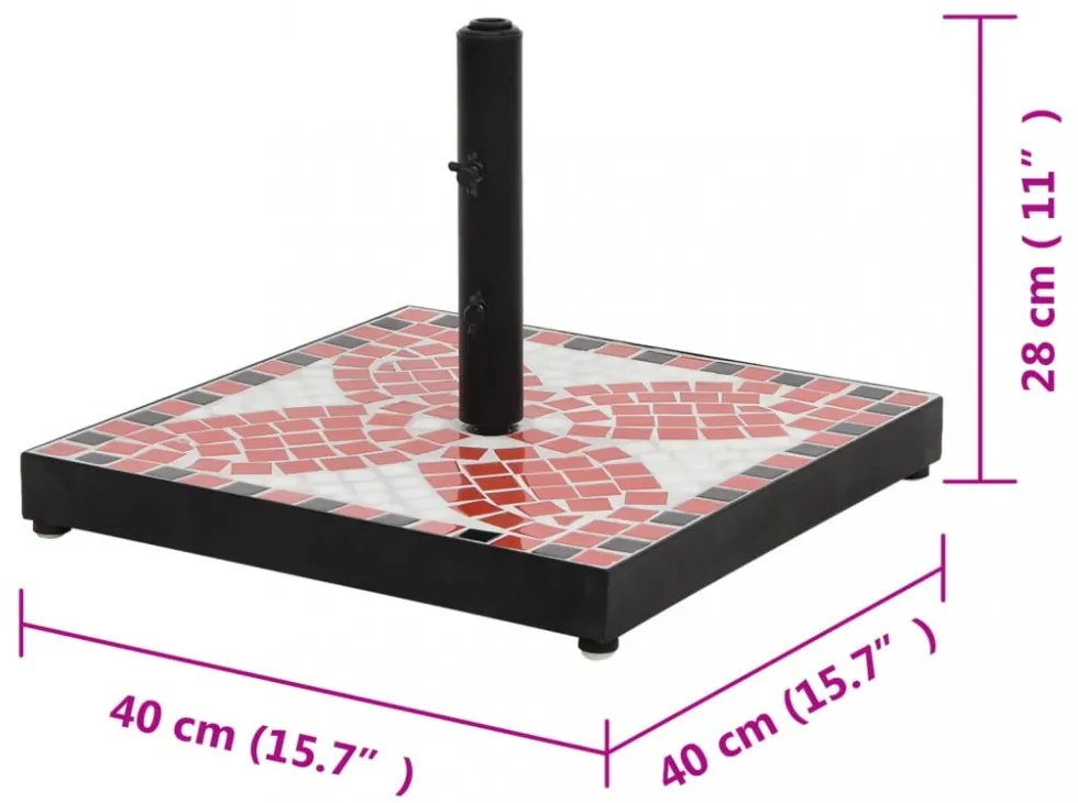 terrakotta és fehér négyzet alakú napernyő talp 12 kg