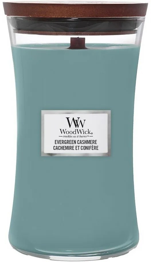 WoodWick Illatos gyertya nagy váza Evergreen Cashmere, 609 g