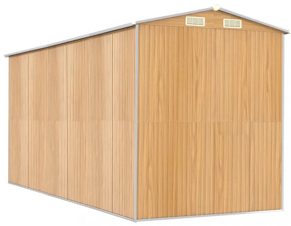 világosbarna horganyzott acél kerti fészer 192 x 440 x 223 cm