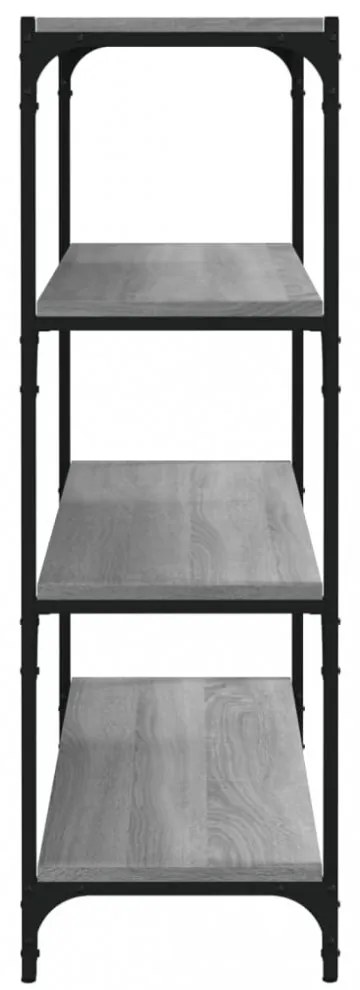 szürke sonoma színű szerelt fa/acél könyvszekrény 80x33x100 cm