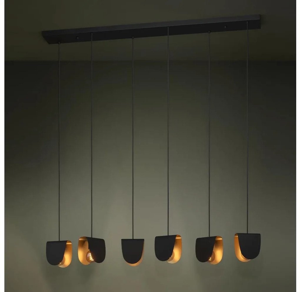 Eglo 390184 - Csillár zsinóron SERENARA 6xE27/40W/230V fekete/arany