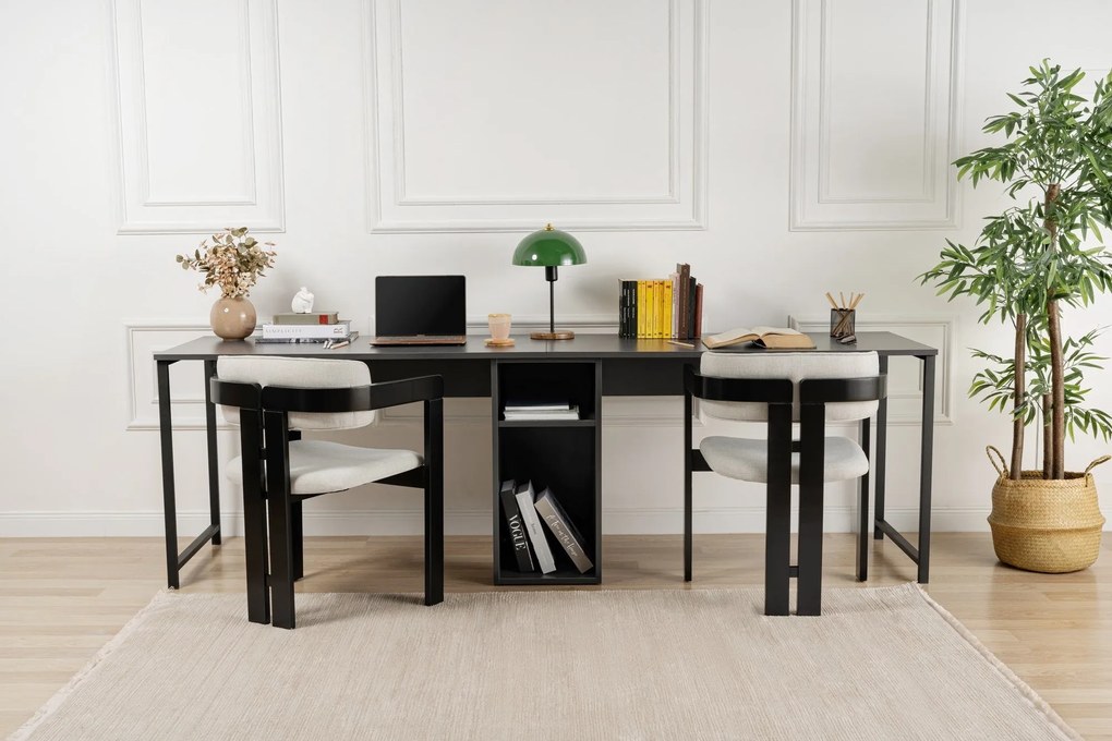 Íróasztal Twin Study Desk - Antracit, Fekete