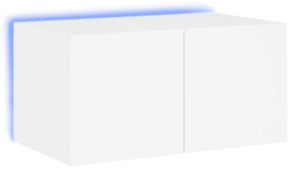 fehér falra szerelhető TV-szekrény LED-lámpákkal 60x35x31 cm