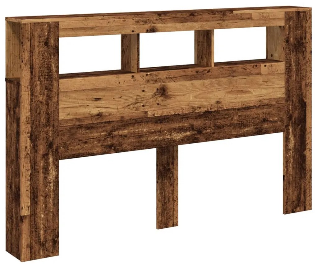 antik fa színű szerelt fa LED-es fejtámla 160x18,5x103,5 cm