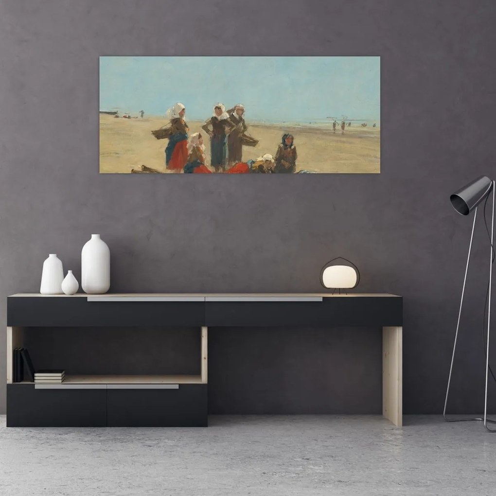 Kép - Eugène Boudin, Women on the Beach at Berck, reprodukciók (120x50 cm)