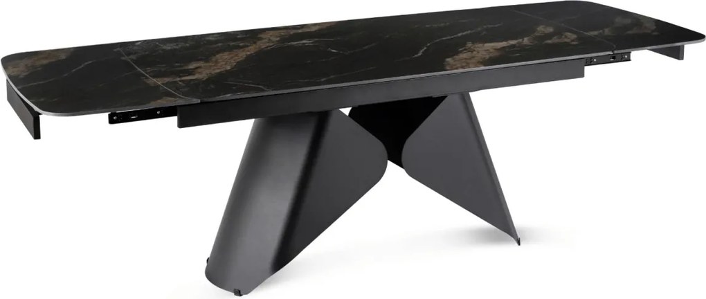 Kihúzható kerámia étkezőasztal 160–240 cm méretben, fekete márvány/fekete színben VERONA
