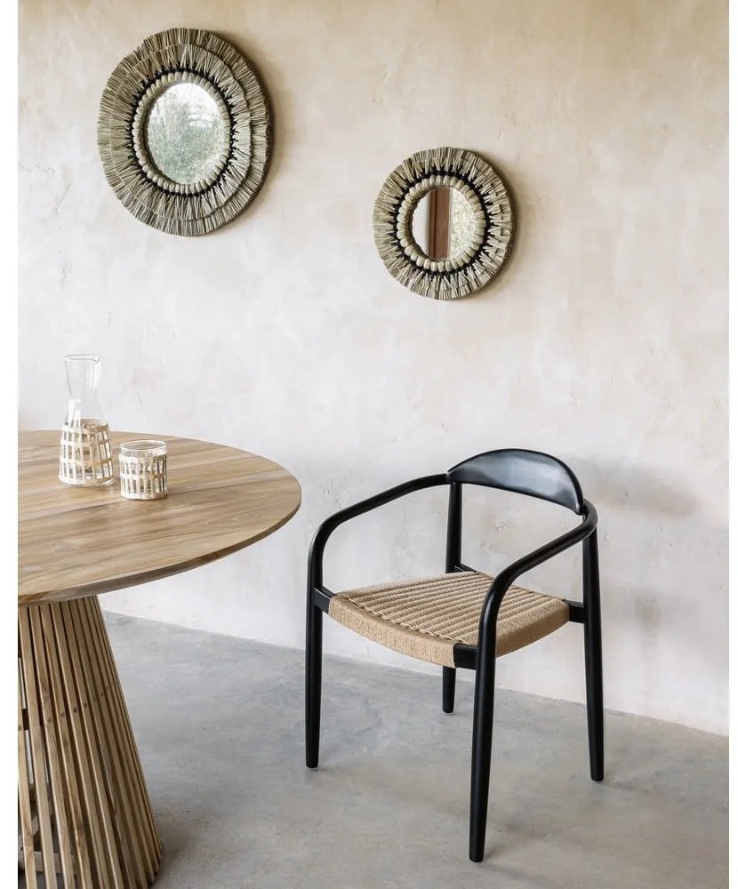 Glynis bézs-fekete eukaliptuszfa kerti szék - Kave Home