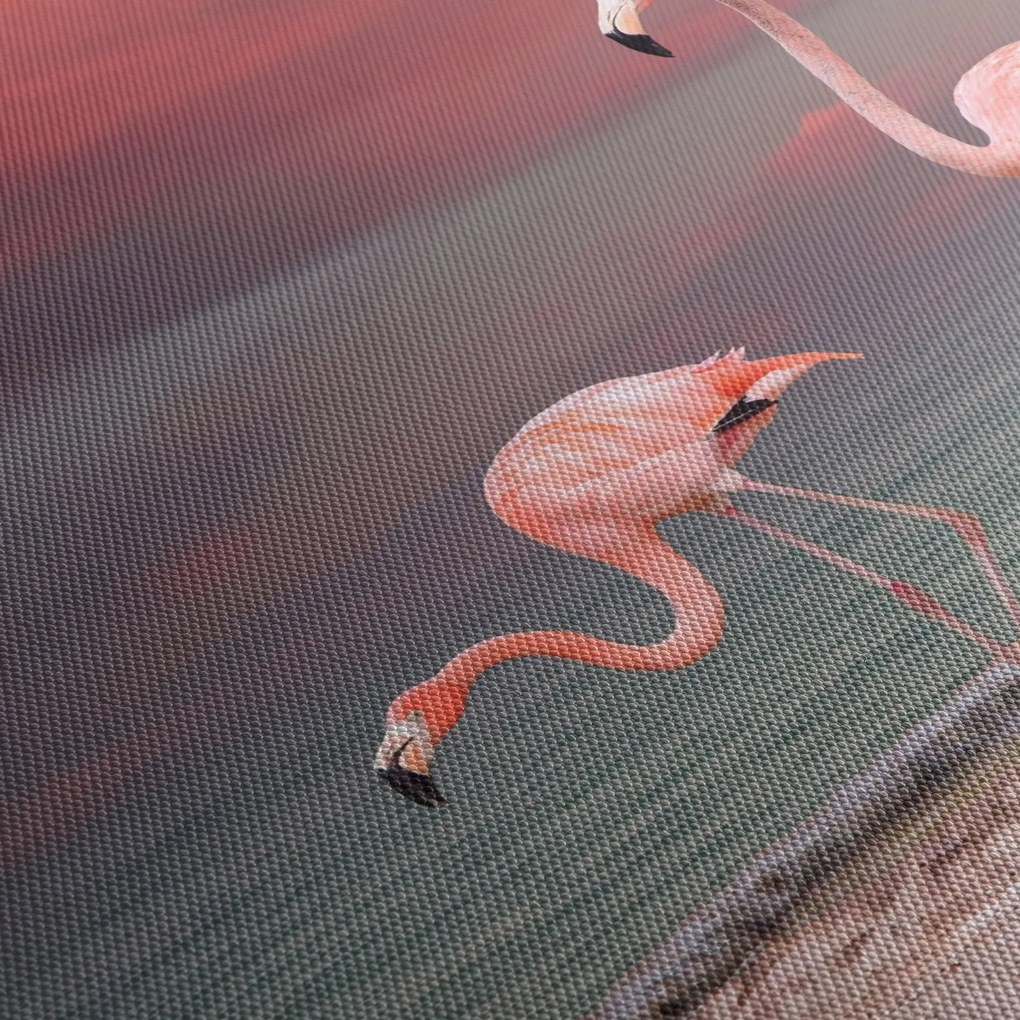 Flamingók képe (órával) (90x30 cm)