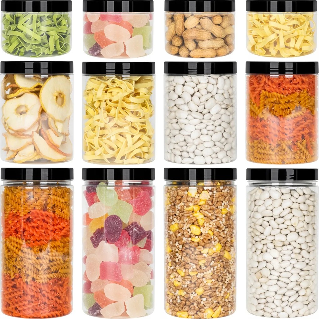 12x Befőttesüveg Élelmiszer Tartály Ömlesztett Termékek 0,5L 1L 1,5L kamaju Termék P