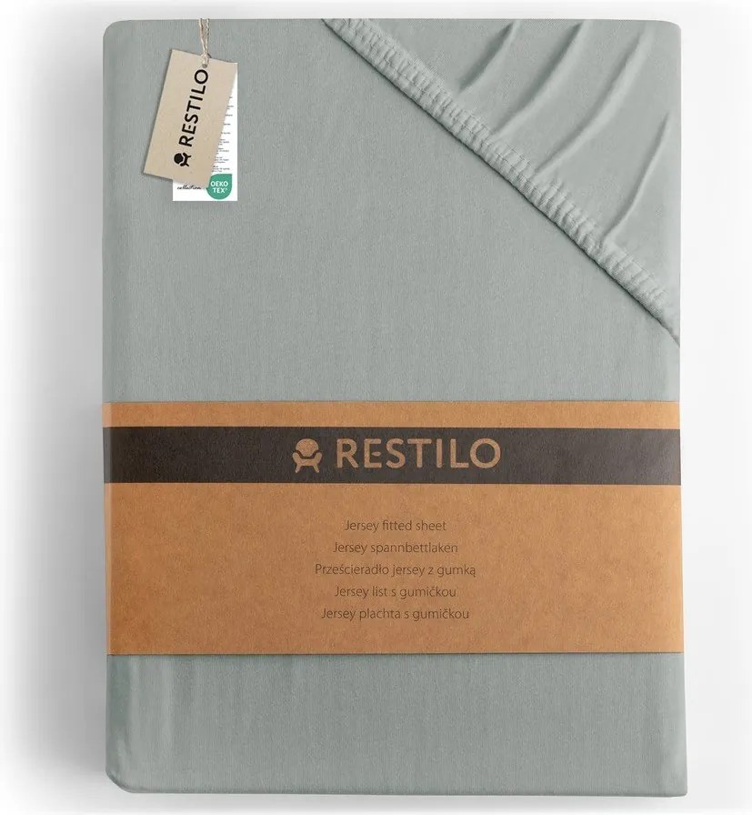Világosszürke gumis jersey lepedő 120x200 cm Amber – Restilo