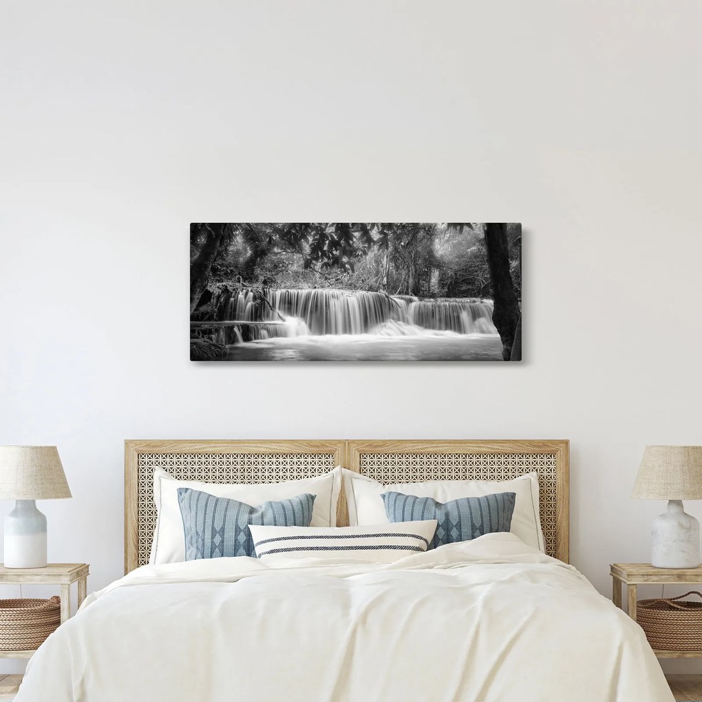 Kép - Fekete-fehér vízesés (120x50 cm)