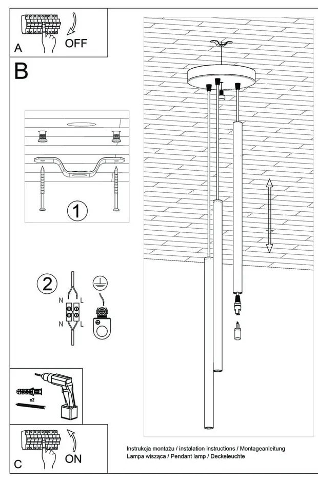 Fideus fekete függőlámpa - Sollux