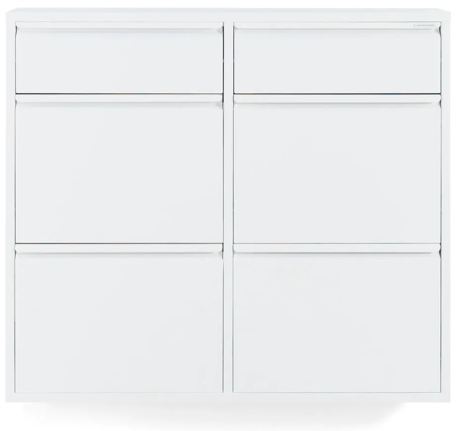 Fehér fém billenő ajtós cipőtartó 98x86x15 cm Billy – Spinder Design