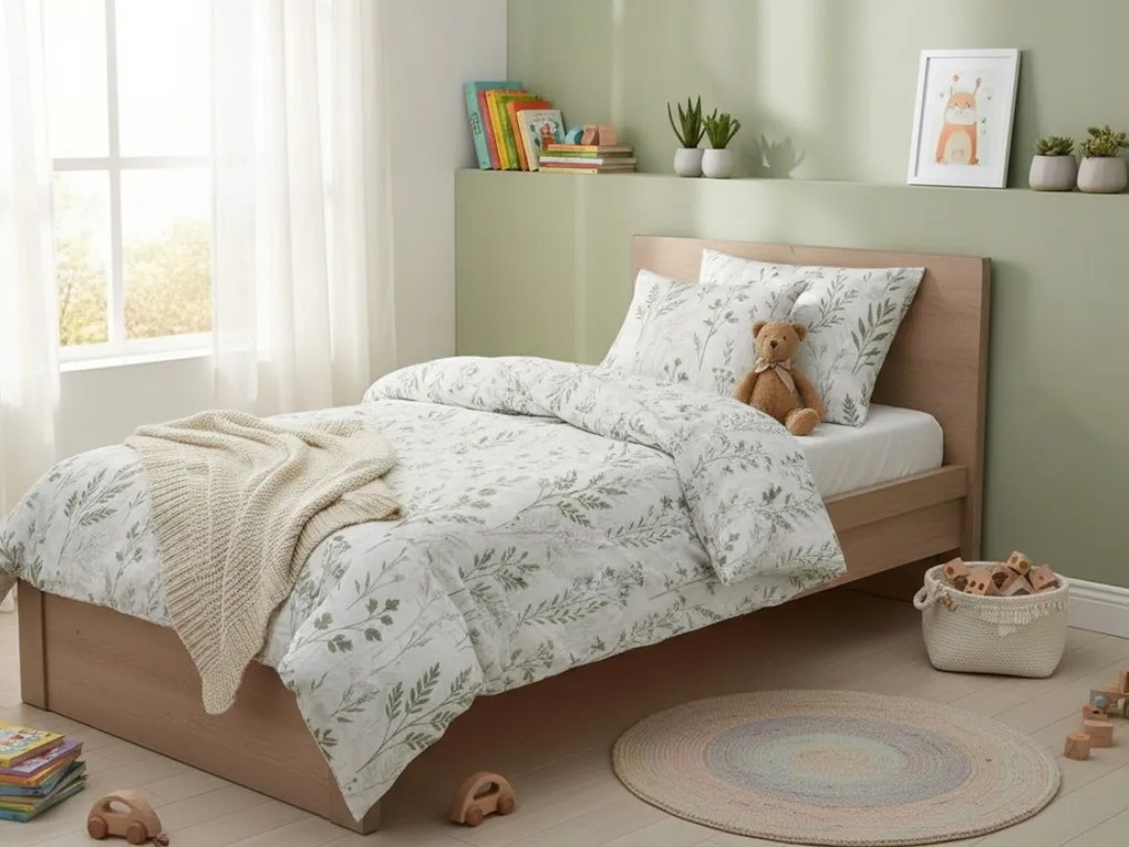 LEAFORA huzat kiságyra renforcé pamutból, fehér Ágyneműhuzat mérete: 45 x 65 cm | 90 x 140 cm