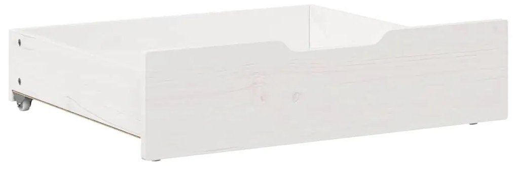 2 db fehér tömör fenyőfa ágy alatti fiók 75 x 55 x 16 cm