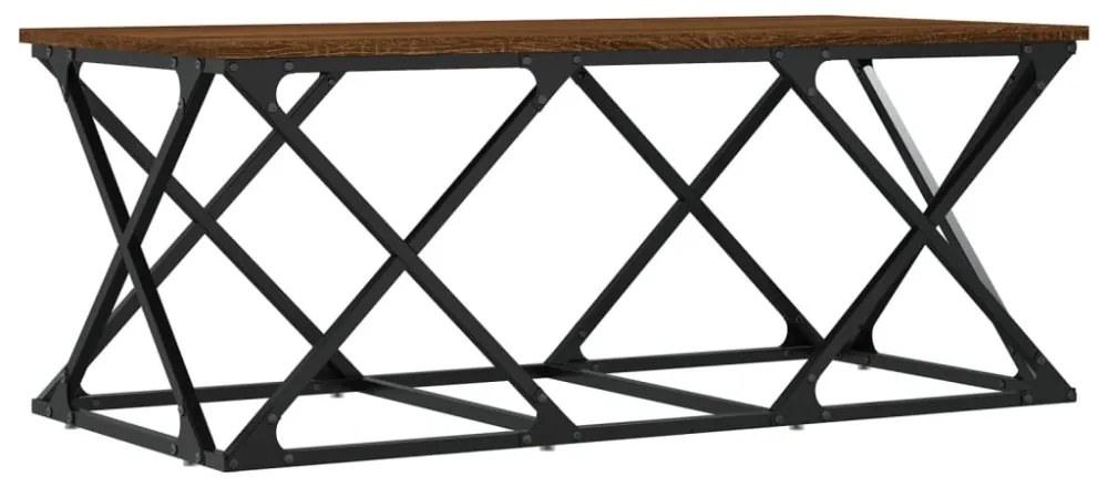 barna tölgyszínű szerelt fa dohányzóasztal 100 x 49 x 40 cm