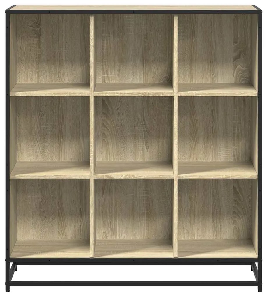 sonoma tölgy szerelt fa és fém könyvszekrény 97,5x33x107,5 cm