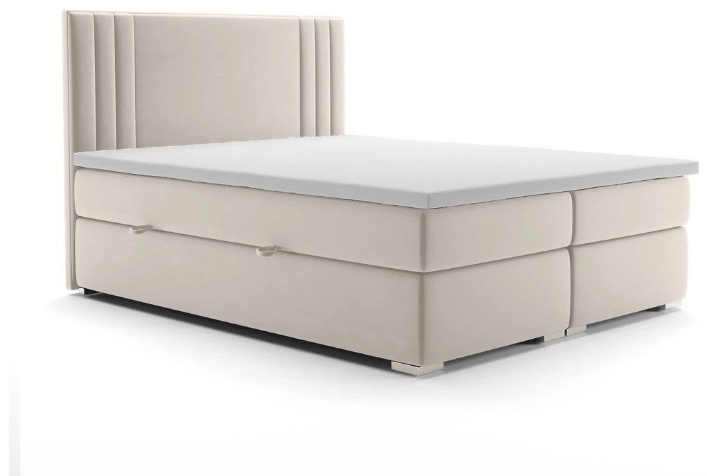 Franciaágy Boxspring 180 cm Morcano (krém) (tárolóhellyel). 1020331
