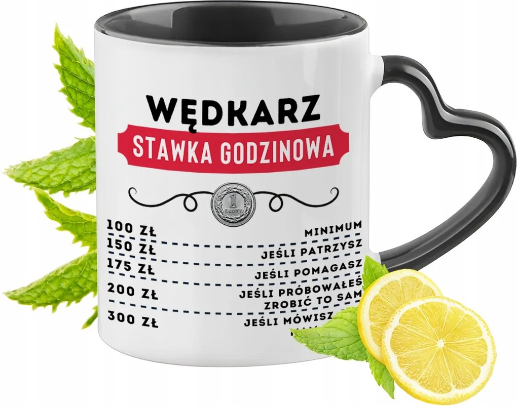 Fekete Bögre Szív Alakú Füllel Horgászoknak Ajándék